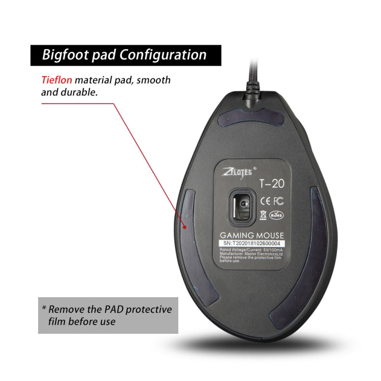 ZELOTES T20 6-Keys Vertical Grip Ergonomic Laptop Wired Mouse