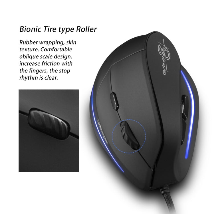 ZELOTES T20 6-Keys Vertical Grip Ergonomic Laptop Wired Mouse