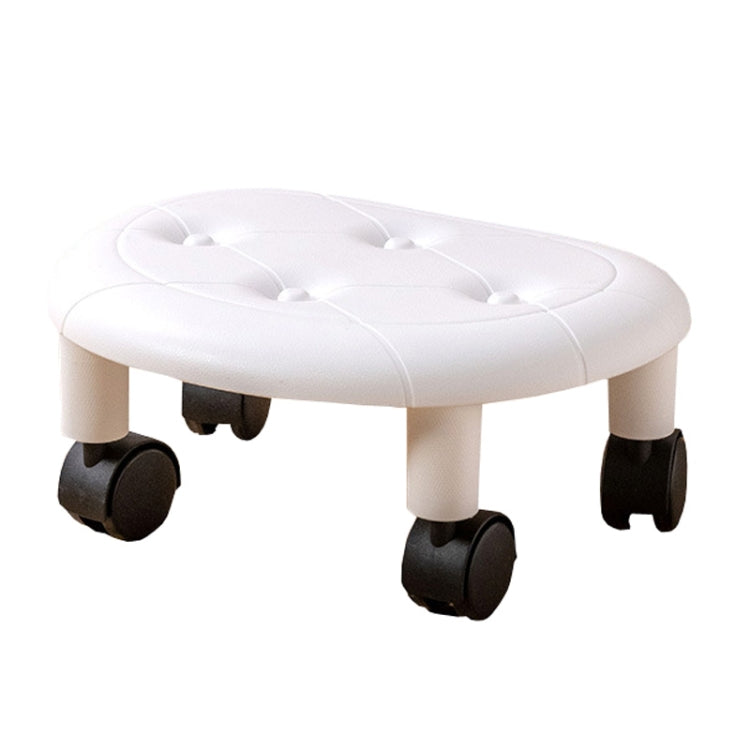 Bedroom Simple Universal Wheel Imitation Leather Pulley Low Stool — Blue