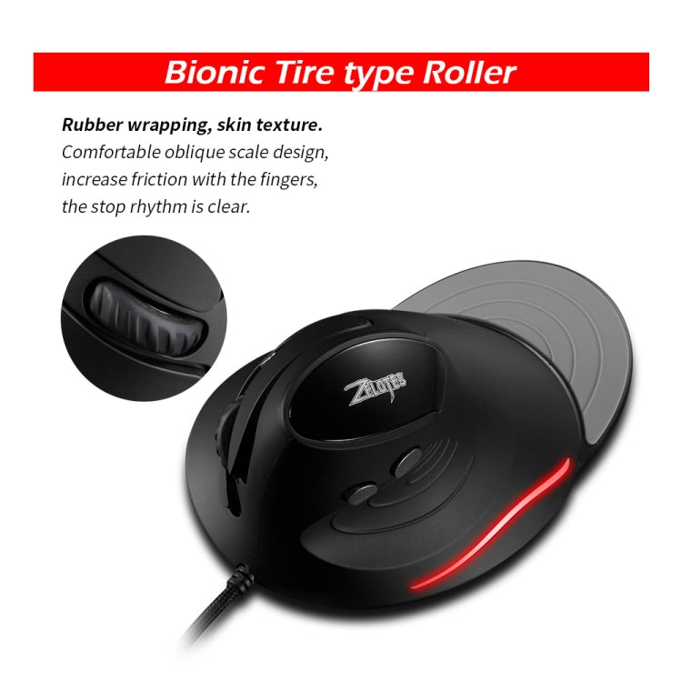 ZELOTES T30 6-keys Vertical Grip Detachable Ergonomic Wired Mouse