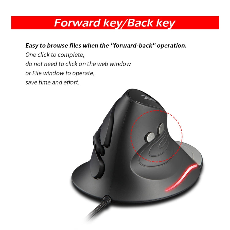 ZELOTES T30 6-keys Vertical Grip Detachable Ergonomic Wired Mouse