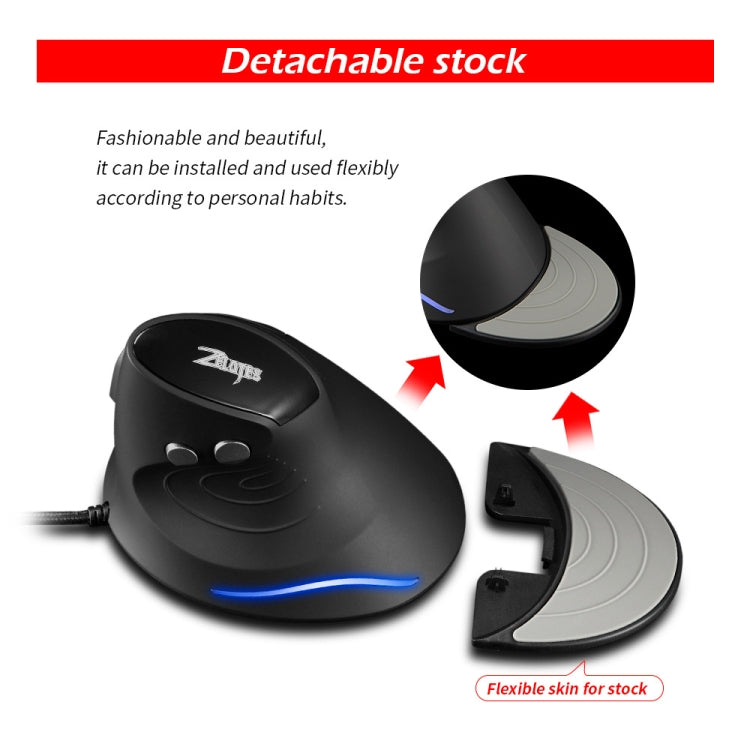 ZELOTES T30 6-keys Vertical Grip Detachable Ergonomic Wired Mouse