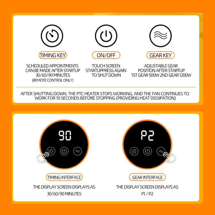 E68S 1200W PTC Ceramic Heating Desktop Smart Electric Heater