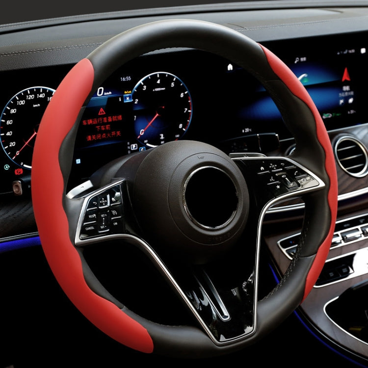 38cm Liquid Silicone Sweat-Absorbing Anti-Skid Car Steering Wheel Cover — Black