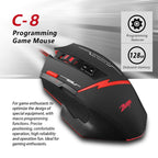 ZELOTES C8 8-buttons Ergonomic Game Programming Custom Wired Mouse