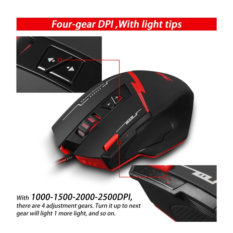 ZELOTES C8 8-buttons Ergonomic Game Programming Custom Wired Mouse