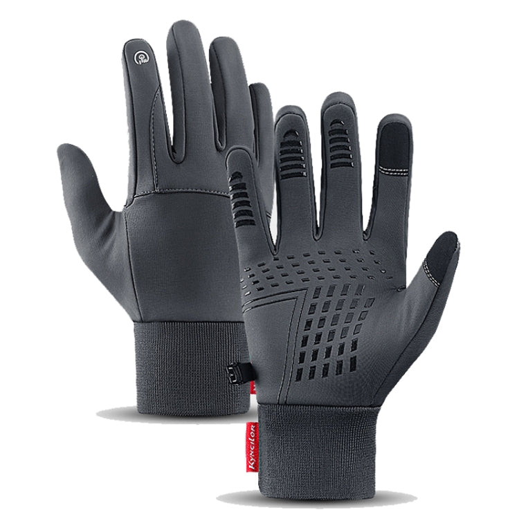 Kyncilor Waterproof Cycling Warm Gloves Two-finger Touch Screen Ultra-soft Velvet Outdoor Gloves — Black