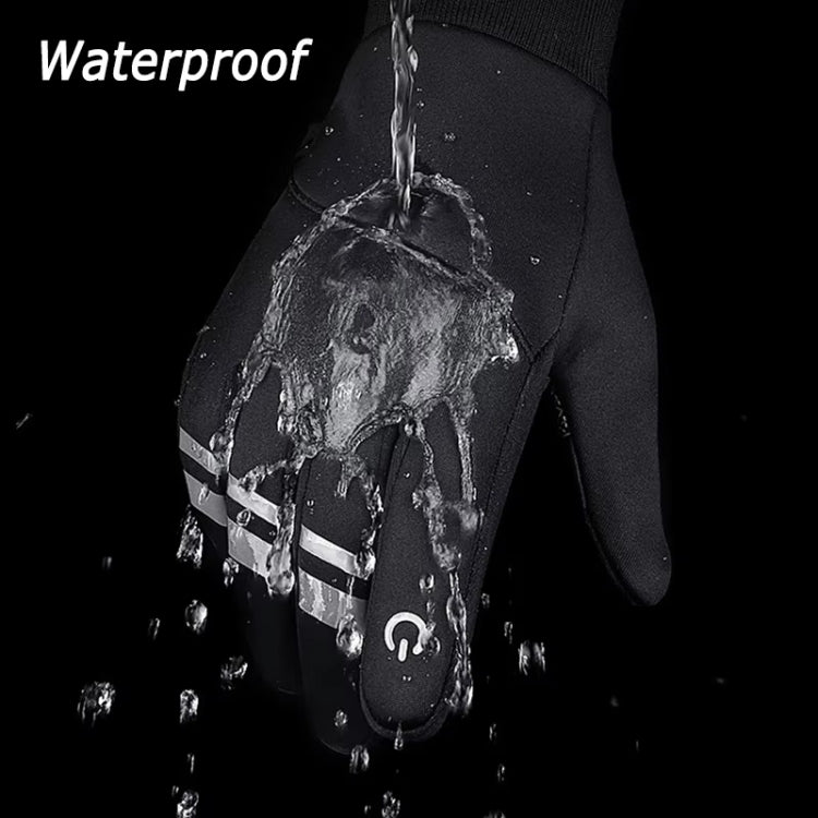 Kyncilor Velvet Warm Cycling Gloves Reflective Touch Screen Ski Water-repellent Elastic Gloves