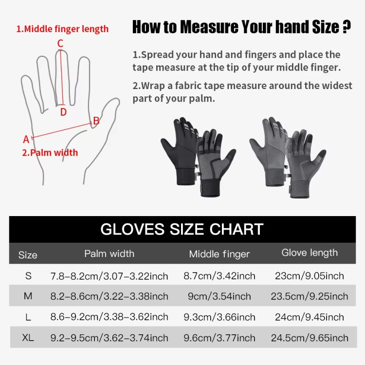 Kyncilor Velvet Warm Cycling Gloves Reflective Touch Screen Ski Water-repellent Elastic Gloves
