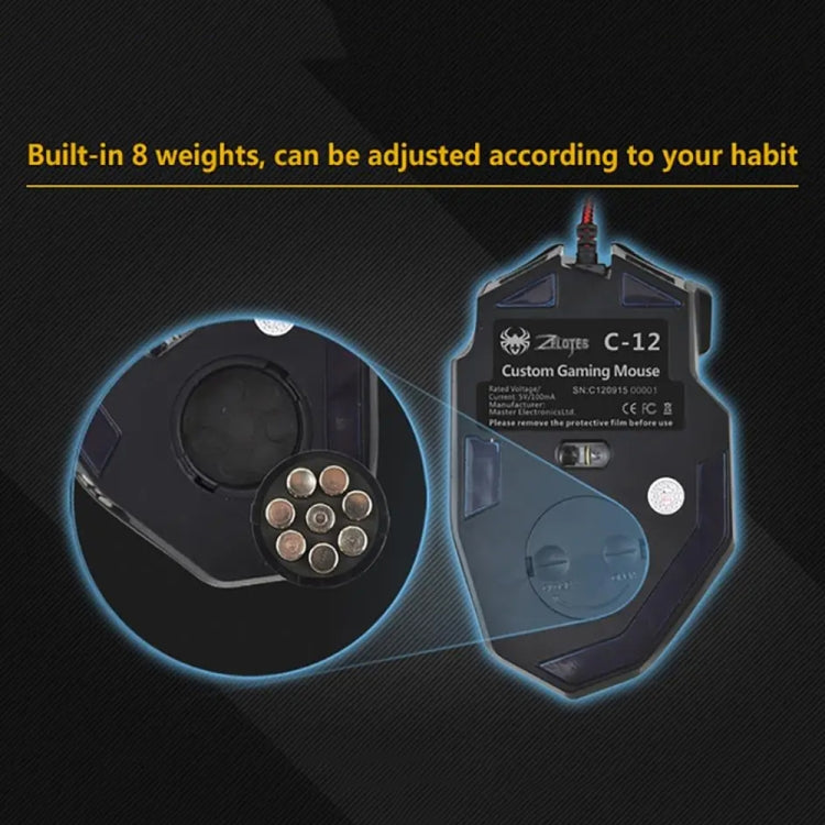 ZELOTES C12 12-buttons Ergonomic Programming Custom Gaming Wired Mouse