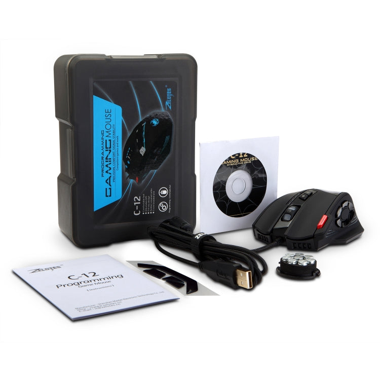 ZELOTES C12 12-buttons Ergonomic Programming Custom Gaming Wired Mouse
