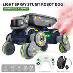 Eight Wheel Stunt Robot Dog Smart Gesture Sensor RC Kids Toy Car With Lights Music Spray Car