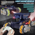 Eight Wheel Stunt Robot Dog Smart Gesture Sensor RC Kids Toy Car With Lights Music Spray Car