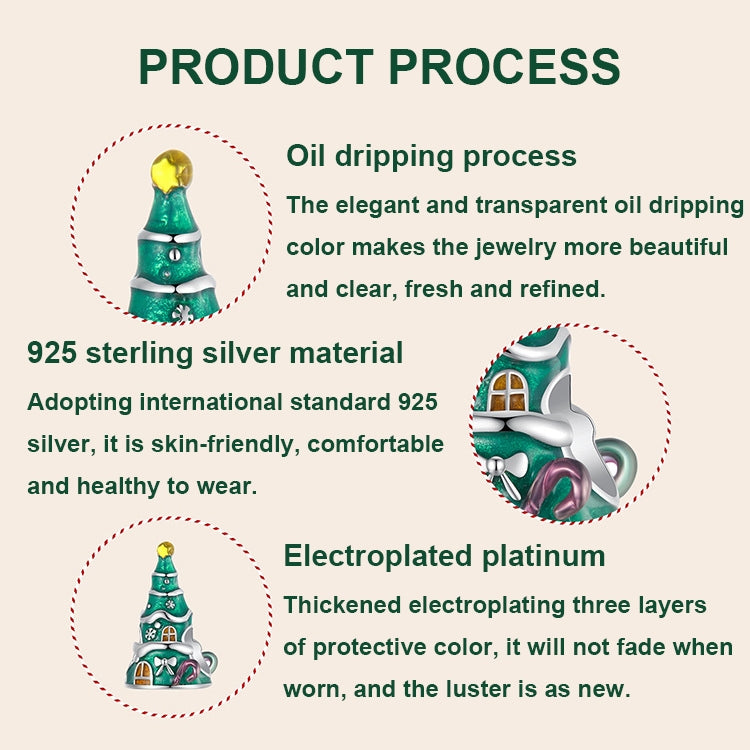 S925 Sterling Silver Christmas Tree House Bracelet Beads Jewelry Beads — view 4