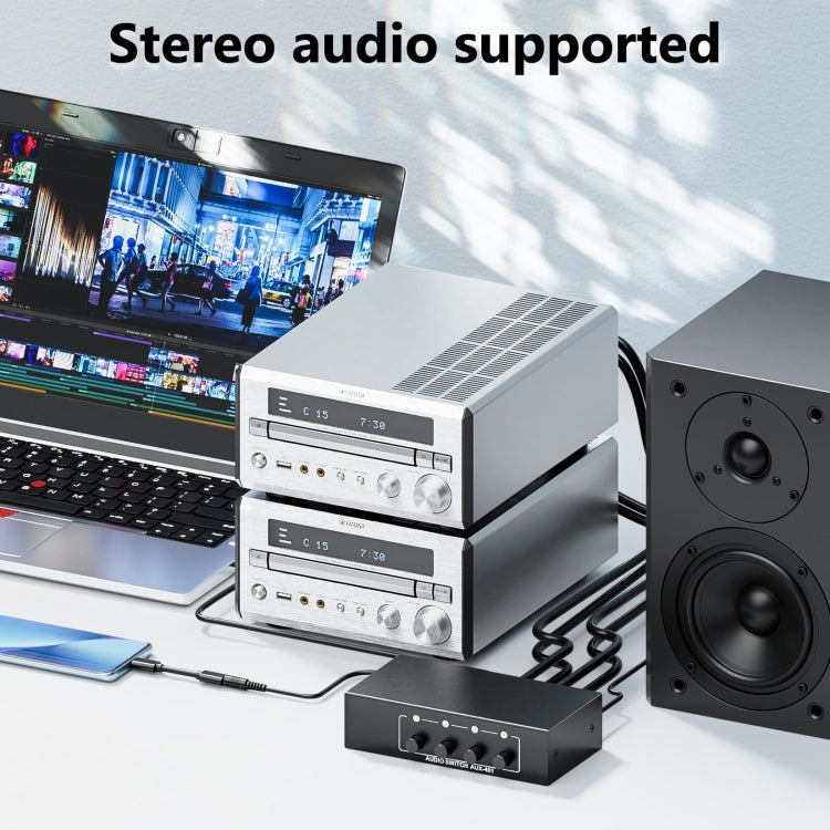 4 In 1 Out 3.5mm + RCA Audio Switcher 4 Channels Audio Converter — view 6