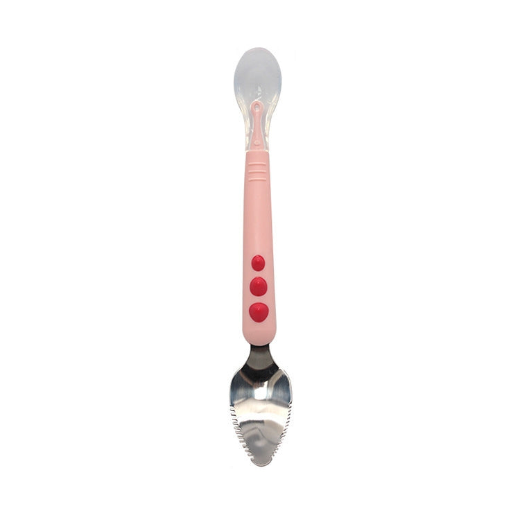 Multi-function Double-head Baby Food Spoon Baby Tableware Fruit Scraper Spoon — Green