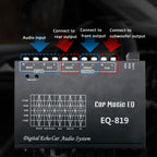 EQ-819 Car Audio Equalizer EQ Tuning Crossover Amplifier Supports Dual Microphone Input Reverberation Adjustment