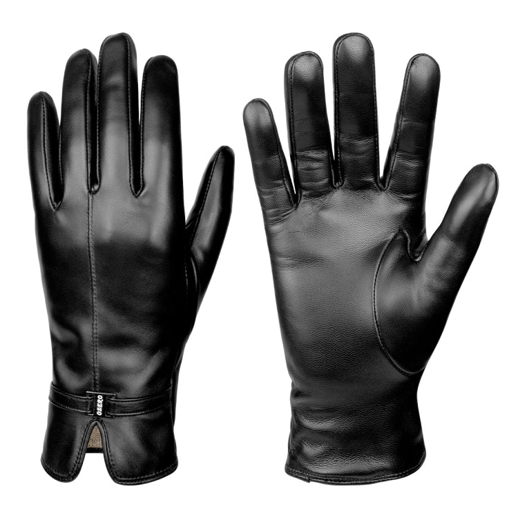 Women Sheepskin Wool Fleece Lined Windproof Warm Gloves Touchscreen Thick Snow Driving Gloves — XL