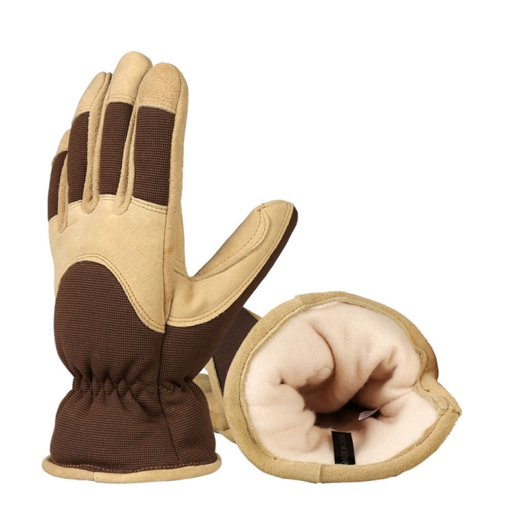 Deerskin Leather Thick Thermal Gloves for Working in Cold Weather