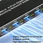 USB3.0 4-Ports Gigabit Network Adapter Plug and Play Router