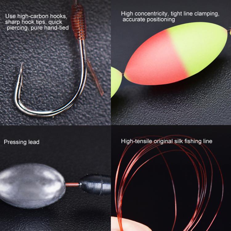 10pcs /Pack 3.6m Traditional Seven Star Fishing Float Line Set With Single Hook