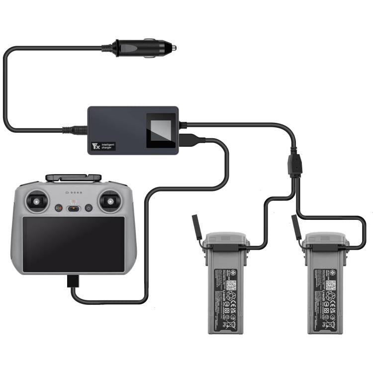For DJI Air 3S /Air 3 YX Digital Display Car Charger Charge 2 Batteries At the Same Time