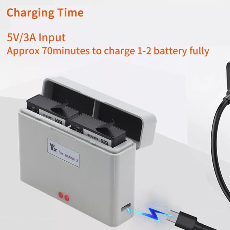 For DJI Action 3 / Action 4 Camera YX 2-Way Charger Battery Manager