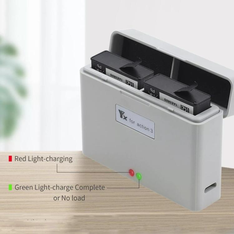 For DJI Action 3 / Action 4 Camera YX 2-Way Charger Battery Manager