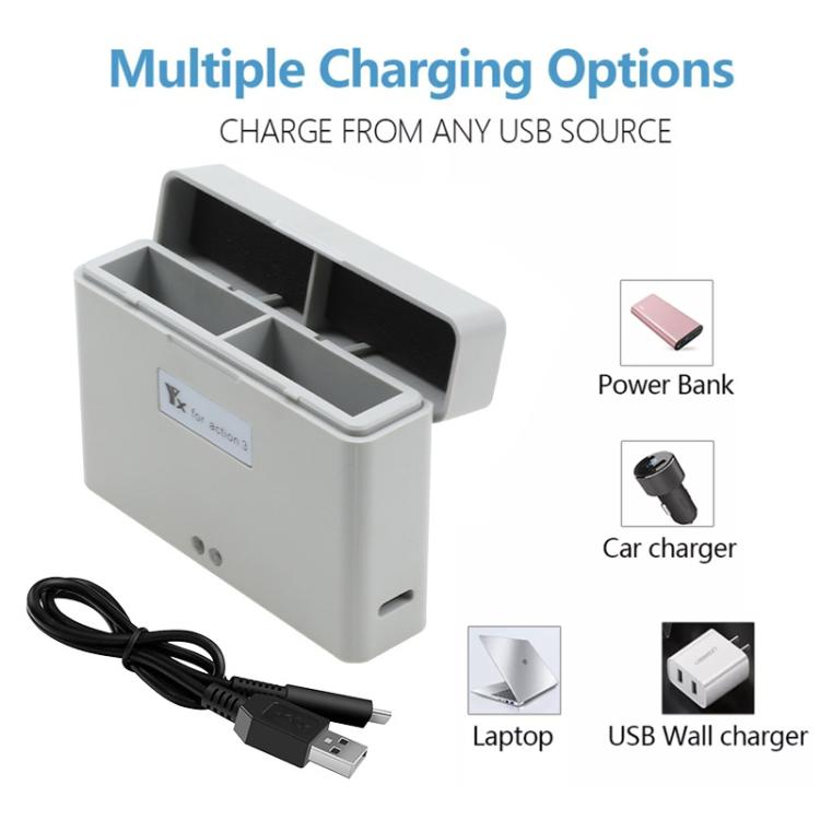 For DJI Action 3 / Action 4 Camera YX 2-Way Charger Battery Manager