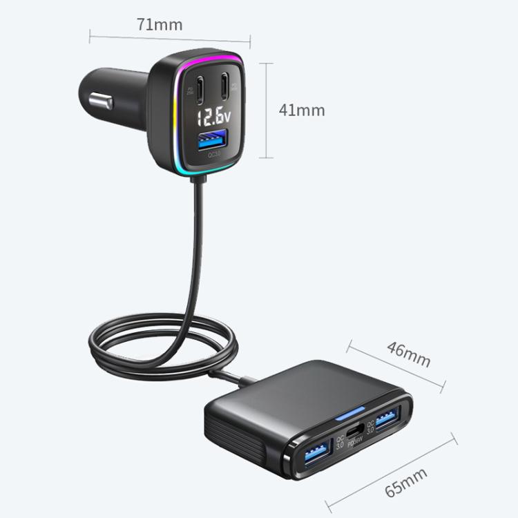 Powerful Output Colorful Ambient Lights Car Quick Charger — GE01