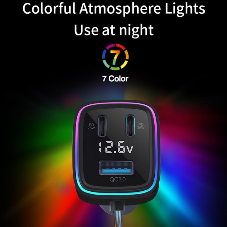 Powerful Output Colorful Ambient Lights Car Quick Charger — view 5