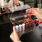 18-grid Flip Cover Transparent Lipstick Storage Box Lip Gloss Nail Polish Organizer — view 2