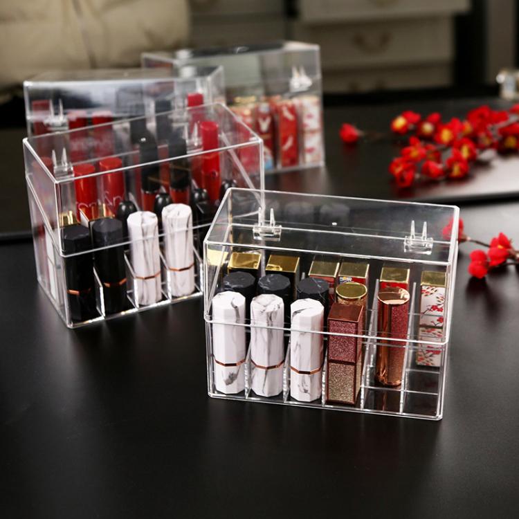 18-grid Flip Cover Transparent Lipstick Storage Box Lip Gloss Nail Polish Organizer — view 4