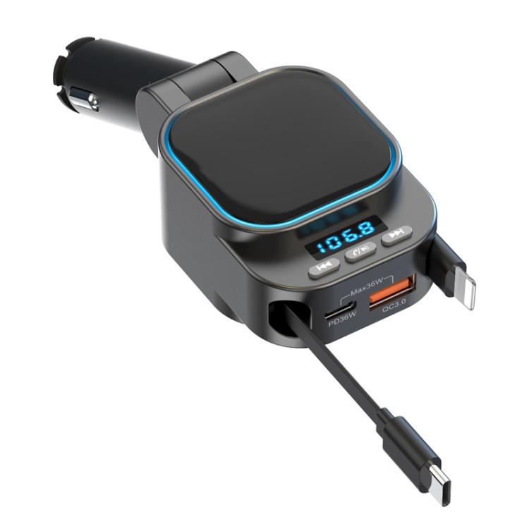Dual Retractable Cable Car Charger Automobile Bluetooth MP3 Player