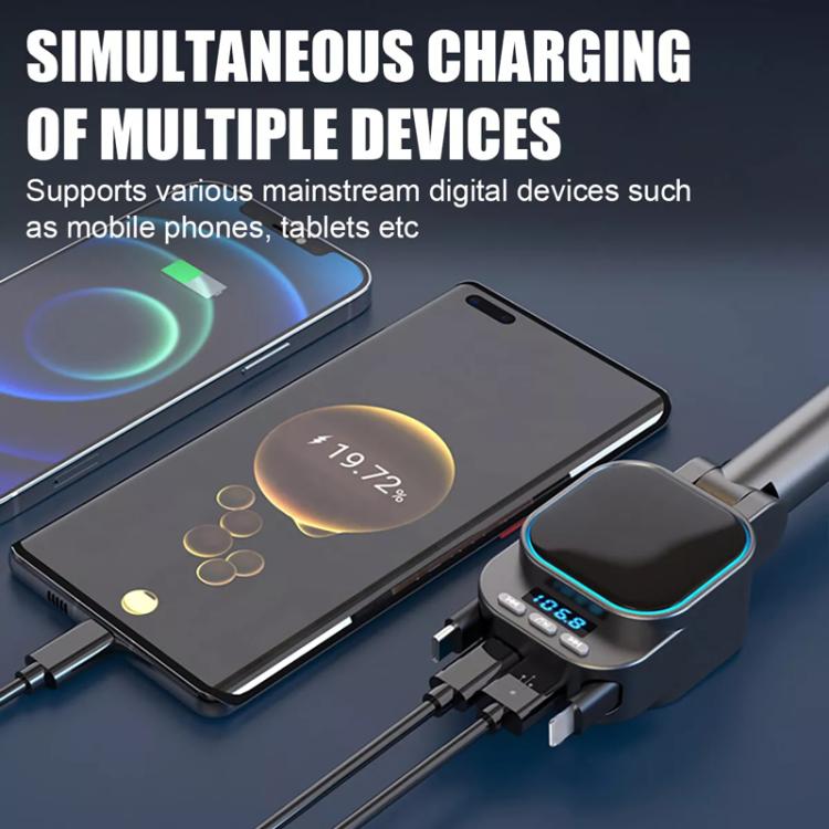 Dual Retractable Cable Car Charger Automobile Bluetooth MP3 Player — view 6