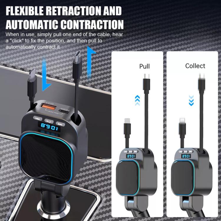 Dual Retractable Cable Car Charger Automobile Bluetooth MP3 Player — view 7