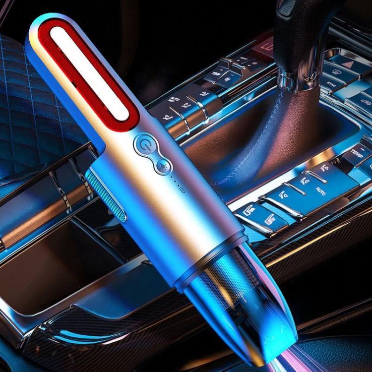 Car Mini Portable Powerful Suction LED Flashing Warning Light Outdoor Lighting Vacuum Cleaner — V8