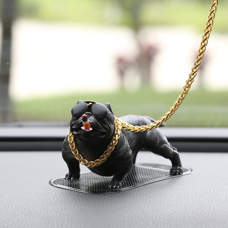 Car Bully Dog Car Center Console Accessories Social Dog Decoration Supplies Car Interior Ornaments — White