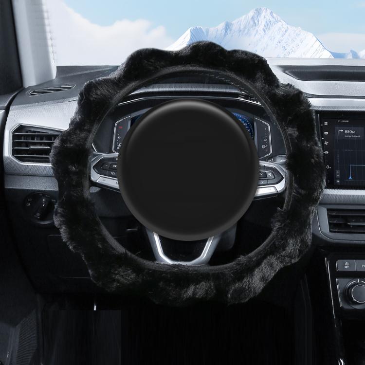 38cm Plush Soft Warm Car Steering Wheel Cover Without Inner Ring — Light Pink