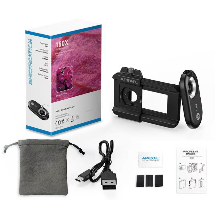 150X Portable Microscope Cell Phone Lens With LED/ UV Lights Built-in CPL Filter