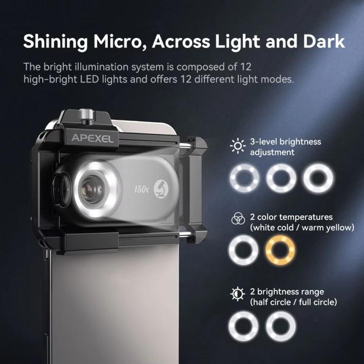 150X Portable Microscope Cell Phone Lens With LED/ UV Lights Built-in CPL Filter