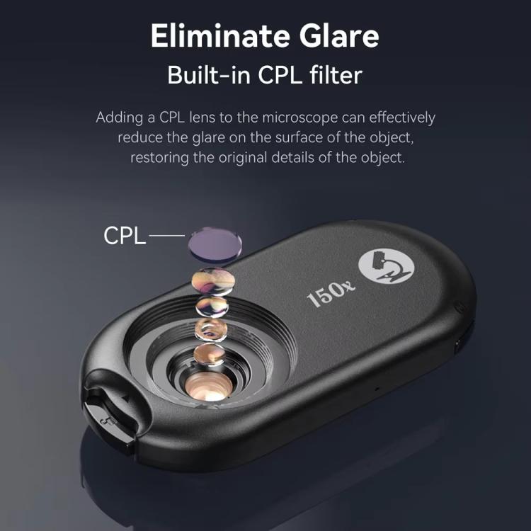 150X Portable Microscope Cell Phone Lens With LED/ UV Lights Built-in CPL Filter