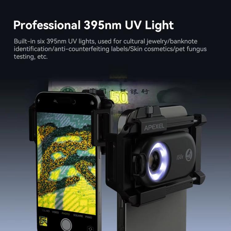 150X Portable Microscope Cell Phone Lens With LED/ UV Lights Built-in CPL Filter