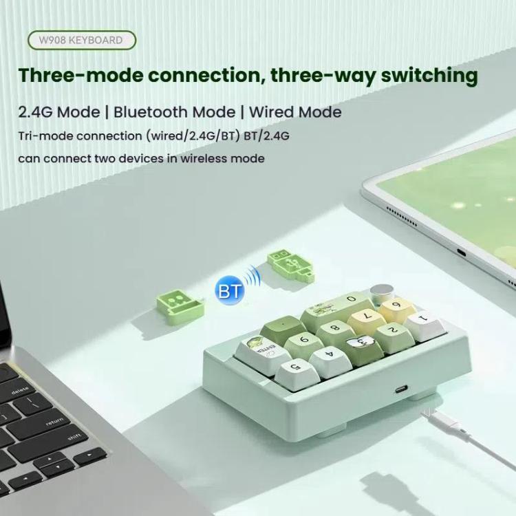 MKESPN W908 Wireless Tri-Mode Hot-Swappable Macro-Defined RGB Backlit Gaming Mechanical Keypad