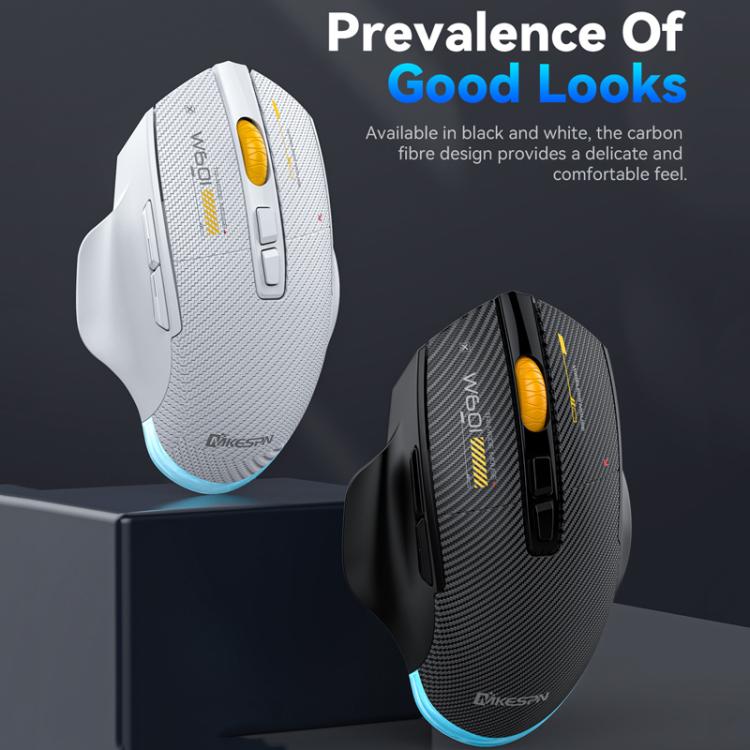 MKESPN W601 Silent Wireless Tri-mode Macro Gaming Mouse Carbon Fiber 12800DPI Bluetooth Mouse