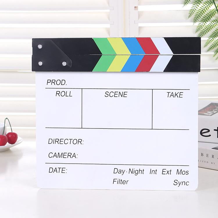 Wooden Director Board Shooting Video Movie City Scene Record Board Photography Props — Colorful Large Black