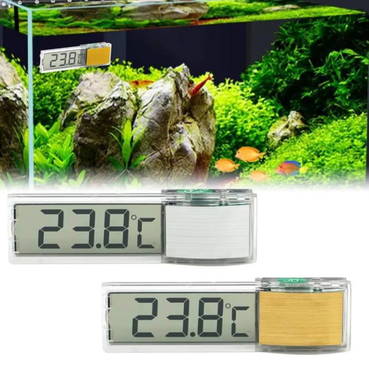 LK-50 Digital Wireless Aquarium Thermometer External LCD Transparent Electronic Water Temperature Meter — Gold