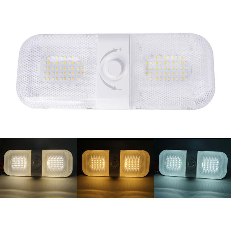12-24V RV Light 120 LEDs 3-Color Temperature Rotary Button Dimming Roof Light