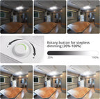 12-24V RV Light 120 LEDs 3-Color Temperature Rotary Button Dimming Roof Light