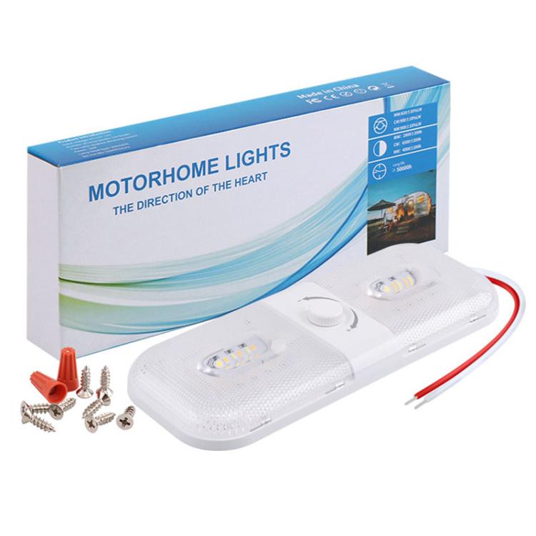 12-24V RV Light 120 LEDs 3-Color Temperature Rotary Button Dimming Roof Light